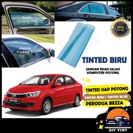 Perodua BEZZA_TINTED CROMAX BIRU/Blue Tinted/ Tinted Kereta /Car Window Film/2PLY UV Film_Siap Potong/Car Tinted/Precut