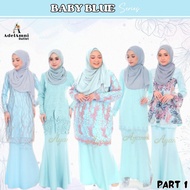 [P1] Tema Baby Blue Baju Kurung Dewasa Plus size Lace Moden Tunang Bridesmaid Kenduri Raya (Size 32-60)
