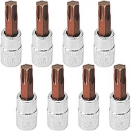 8PCS 1/4" Drive T40 Torx Bit Socket Set, S2 Steel Bits, CR-V Steel Sockets for Use with Ratchet Wren