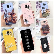 For Samsung Galaxy J2 Pro 2018 Casing Aesthetic Cute Cartoon Cat Flowers Painted Soft Silicone Shockproof Back Cover For Galaxy J2 Pro Samsung J250F Phone Case Bumper