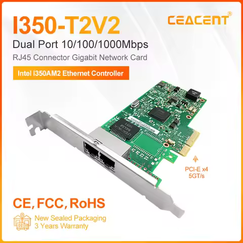 I350-T2V2 10/100/1000Mb Netowrk Card Dual Port RJ45 1000base-T PCIe x4 Ethernet Server Adapter Intel