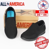 ALL AMERICA Secondary Student Black School Shoes Slip On | All American Kasut Sekolah Hitam Menengah