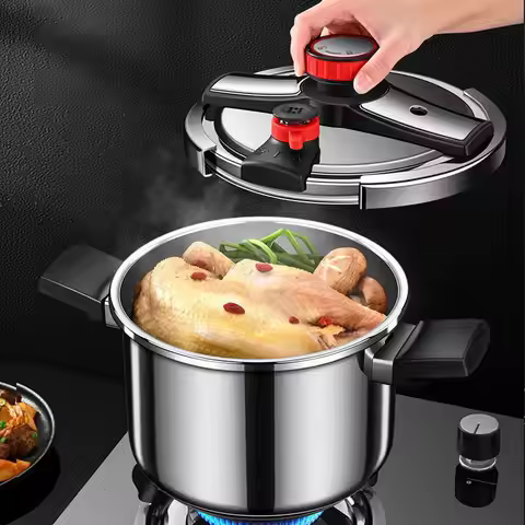 304 Stainless Steel Cooking Pressure Pot 4/6L Kitchen Pressure Cooker Explosion Proof Cookware Induc