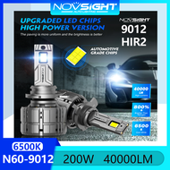 Novsight N60 HIR2 9012 หลอดไฟหน้า LED 6500K รถไฟสูง/ไฟตัดหมอกไฟต่ำไฟ LED สว่างสุด 200W 40000LM Plug 