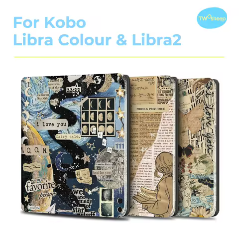 Twosheep 7-inch Case for Kobo Libra Colour and Kobo Libra2 TPU Shell Magnetic Flip Auto Sleep Wake C
