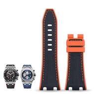 ดูอุปกรณ์เสริมวงสำหรับ Audemars เข็มขัด Piguet สำหรับ AP สายคู่สีซิลิโคนเหลวขาหัวเข็มขัดนาฬิกาข้อมือ