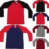 LONG SLEEVES RAGLAN TSHIRT 100% COTTON FROM THAILAND BANGKOK BAJU LENGAN PANJANG MIX COLOR LONG SLEE