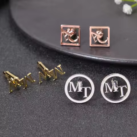 Customized personalized name first letter cufflinks groom wedding first letter cufflinks jewelry gif