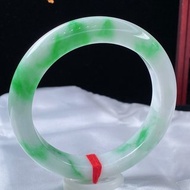 天然正裝老坑料緬甸翡翠手鐲 白底青辣色 細膩干淨辣陽綠 57圈口