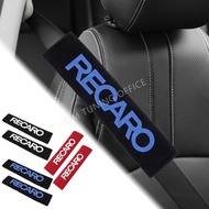 2pcs Car Seat Belt Pads Shoulder Black Blue Red RECARO Logo Racing Embroidery Soft Cotton Seat Belt Cover Shoulder Pads