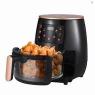 Zone)Air Fryer Oven 2400W Oil Free Nonstick Cooker with 6 Cook Presets Borosilicate Glass Basket 6 QT Visible Cooking Window Touch Digital Controls Air Fryer for Healthy Cooking