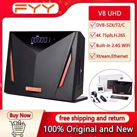 GTmedia-V8 UHD Satellite TV Receiver, 4K Ultra HD Decoder DVB-S2 T2 Cable Tuner, H.265, Built-in 2.4