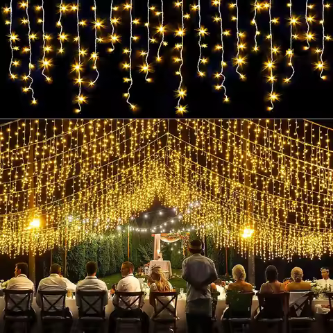 Outdoor Christmas Light Solar LED Icicle String Lights 3.5M 96Leds/7M 162Leds/13M 216Leds IP65 Solar