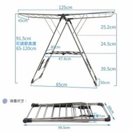 家用不鏽鋼翼型落地晾衣架陽臺免安裝多功能曬衣架摺疊涼衣架
