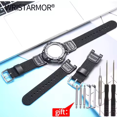 Leather Strap for Casio SGW-100 SGW100 SGW200 GW-3500B/3000B Nylon Canvas Band Stainless Steel Buckl