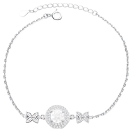 BIOAM 佰歐安 莫桑鑽手鍊 翩然雙星光環純銀鍍18K白金 一克拉