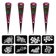 4 Pcs Natural Organic Black Brown Henna Cream With One-time Removable Sticker Set Neeta Henna Tattoo