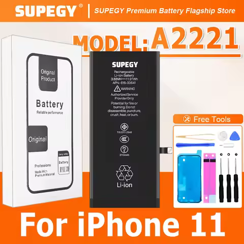 SUPEGY 2026 Years High Quality 100% New Battery For iPhone 11 A2221/A2111/A2223 Phone Battery+Tools