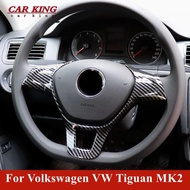 aihei For Volkswagen Vw Tiguan Mk2 2017 2018 2019 Abs Carbon Fibre Car Steering Wheel Button Frame C