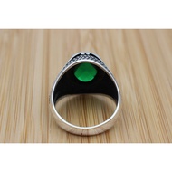 Cincin Zamrud Lelaki, Cincin Buatan Tangan, Cincin Lelaki Perak Buatan Tangan Turki, Zirkon Kubik, B