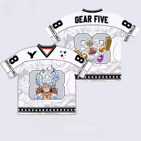 88 Jersey One Piece Monkey D. Luffy Gear 5 Anime Y2k Kpop Baseball Hockey Tshirt Fashion Streetwear 