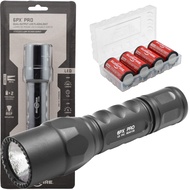 6PX Pro 600 Lumen Tactical EDC Flashlight Bundle with 4x Extra CR123A Batteries and Lightjunction Ba