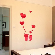 Wall mirror sticker art cat couple love heart residential bedroom home sticker