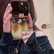 WH 3D Doll Stand Casing Samsung S20 S21 S22 S23 FE PLUS ULTRA ins Waves Edge Cute Cartoon Bear Donut