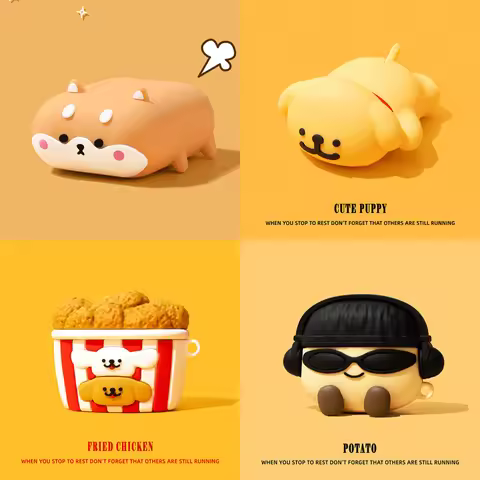 For Apple Airpods 4 Cute Dog Case Airpods 1 2 3 Pro Food Fruit Earphone Case Puppy Wireless Charging