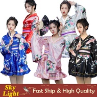 Japanese Peacock Kimono Set For Woman Adult Red White Blue Pink Yukata Halloween Christmas Cosplay C