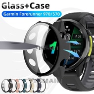 Case for Garmin Forerunner 970 570 Tempered Glass Film Screen Protector Hard PC Protective Bumper Co