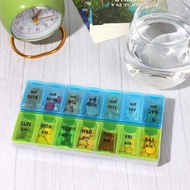 GS14 7 Day and Night Medicine Tablet Capsule Storage Large Fd7 Green/blue Or-I Firstday