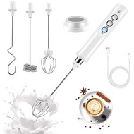 Others - 電動奶泡器，迷你充電式 3 速可調手持式攪拌器，3 個不鏽鋼攪拌器，適用於拿鐵、卡布奇諾、咖啡、熱巧克力