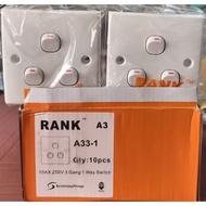 "RANK" SIRIM 3 GANG 1 WAY SWITCH