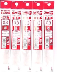 Pentel 0.3mm Red Ink Refill (XLRN3-B), for EnerGel Retract Ballpoint Pen(BLN73-B), × 5 Pack/total 5 pcs (Japan Import) [Komainu-Dou Original Package]