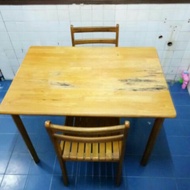 DINING TABLE @ MEJA MAKAN + 2 KERUSI KAYU WOOD CHAIR