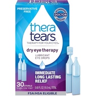 TheraTears Dry Eye Therapy Lubricating Eye Drops for Dry Eyes, Preservative Free eye drops, 30 Singl
