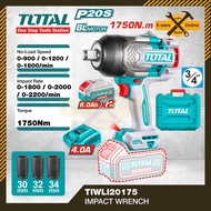 Total TIWLI20175 P20S 20V Li-ion Brushless 3/4" Impact Wrench | 1750Nm | 2×8.0Ah Battery + 4.0A Char