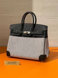 🔥實體店現貨｜全新愛馬仕Hermès Birkin 25黑色帆布銀扣_GALAXYLUXURY