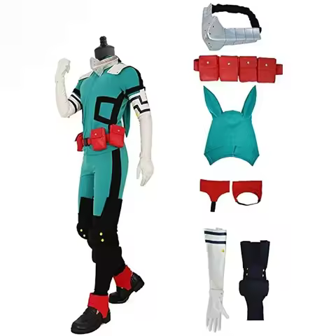 Haha ❖ Cosplay Costume Anime My Hero Academia Midoriya Izuku Deku Battle Cosplay Boots Shoes Wig Uni