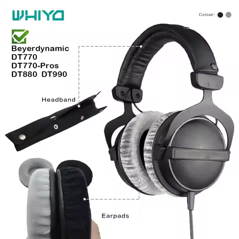 Whiyo Soft Velvet Replacement EarPads Headband for Beyerdynamic DT770 DT880 DT990 PRO Headphones Cus