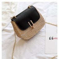 SLING BAG CREAM RATTAN WOVEN PARTYWanita TA115C3 BLACK CHAIN KOREAN FASHION BOSNIA