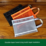 fail buku sekolah a4 a4 zipper bag Benang mesh berlapis dua, beg ritsleting telus, beg dokumen beg A