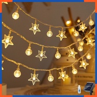 8 Modes Solar LED Star Moon String Light Lampu Raya Light Lamp Bubble Solar Fairy String Lights
