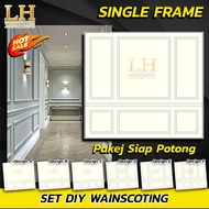 Set DIY WAINSCOTING SINGLE FRAME Gold White Siap Potong Dinding 10ft x 9ft Diamond Mirror Fluted Shi