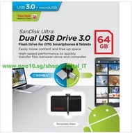 SanDisk Ultra Dual OTG USB 3.0 16/32/64GB Flash Drive SDDD2 Transfer Files Easily Android Smartphone