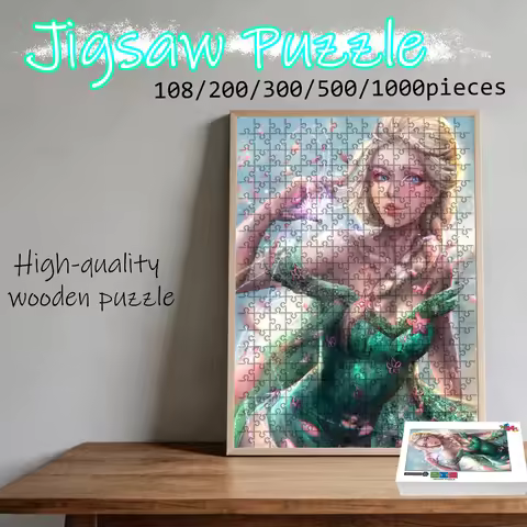 Wooden Jigsaw Puzzle 108/200/300/500/1000 Pcs, Frozen Elsa Fantasy Scene Puzzle, Meaningful Gift for