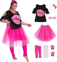 80 Styles Clothes for Women Plus Size 80s Outfit for Women Costumes 80s Shirt Party Outfits Neon Acc