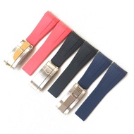 22mm Black Blue Red Curved End Soft Silicone Rubber Watchband For RX D-Blue 126660 Sea-Dweller Brace