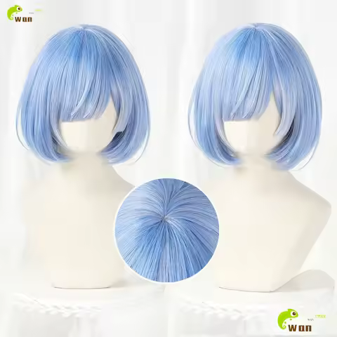 Rem Cosplay Wig 35cm Blue Mixed Color Wigs For Women Rem Ram Cosplay Anime Cosplay Wig Heat Resistan
